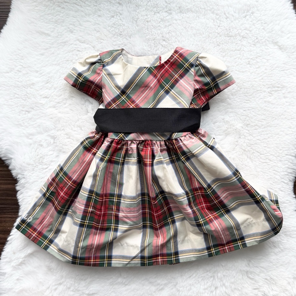 Ralph Lauren Baby Stewart Plaid Short Sleeve Holiday Dress size 3 mos